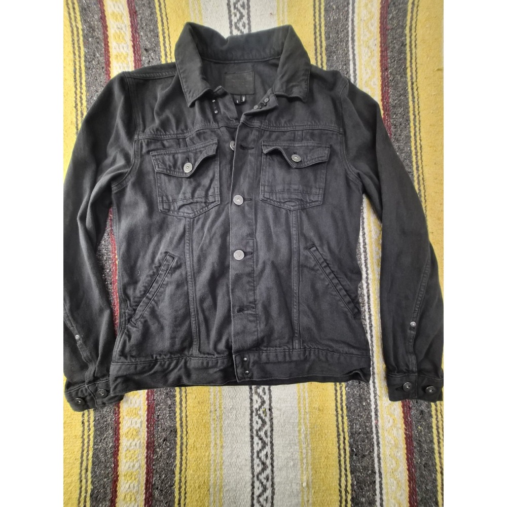 Paige Scout Denim Jean Trucker Jacket Men's S Vintage Black Cotton Rayon $239